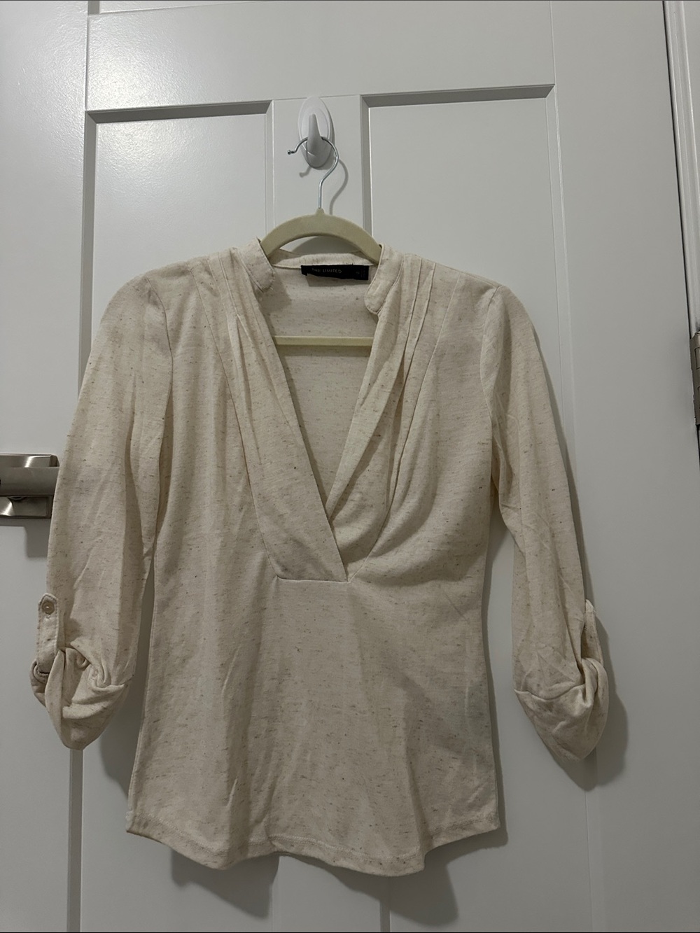 The Limited Cream Draped V-Neck Blouse